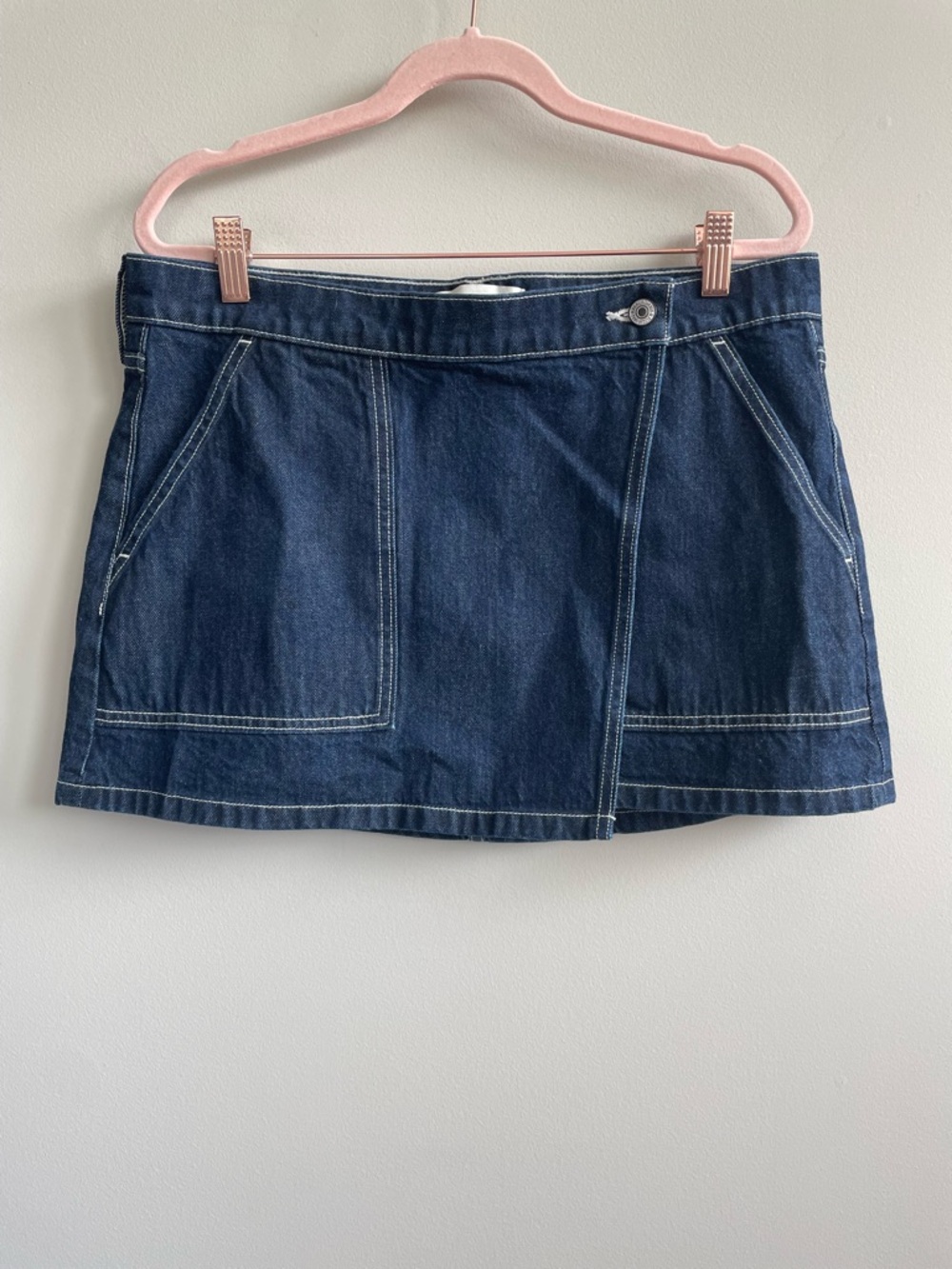 Abercrombie & Fitch Mid-Rise Denim Wrap Mini Skirt Dark Wash Size 29 - Picture 3 of 11